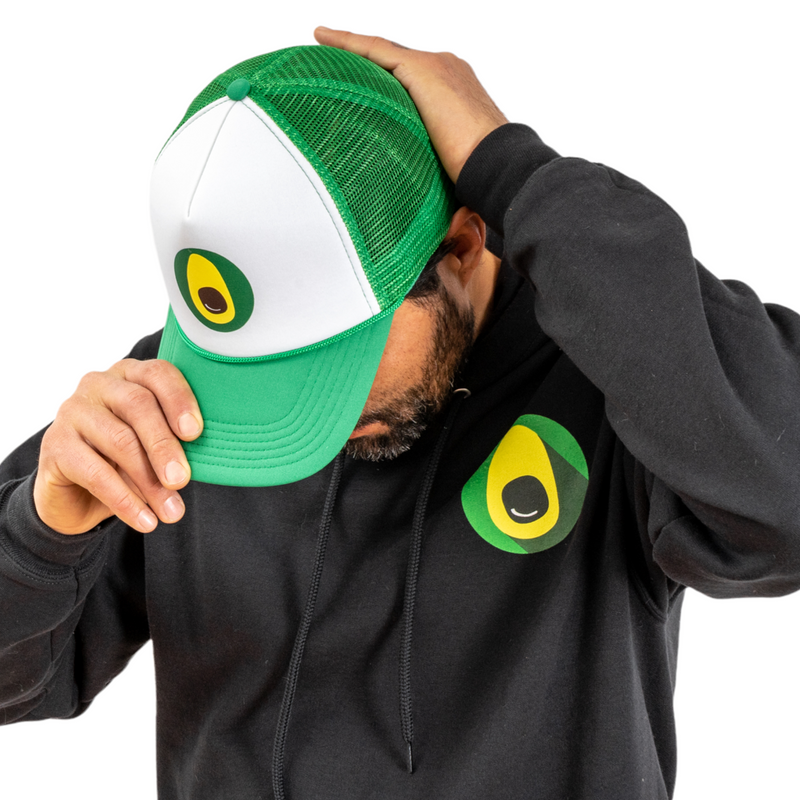 Davocadoguy Fan Gear - Davocadoguy wearing Davocadoguy Hat and Davocadoguy Black Hoodie