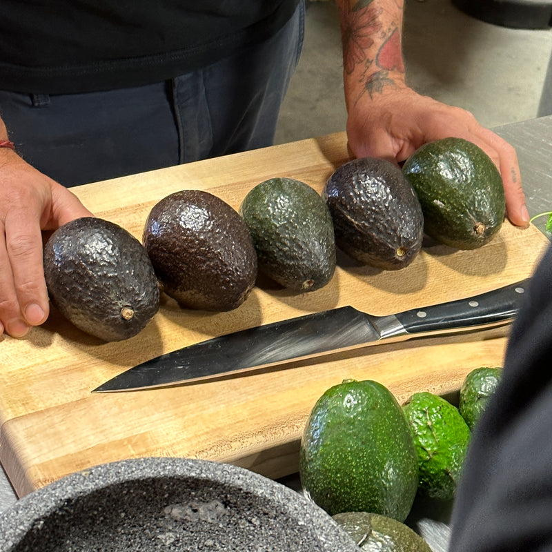 Davocadoguy selection of avocados from green to ripe. These were used for a special demo showing what to look for in an avocado for a more educated selection.