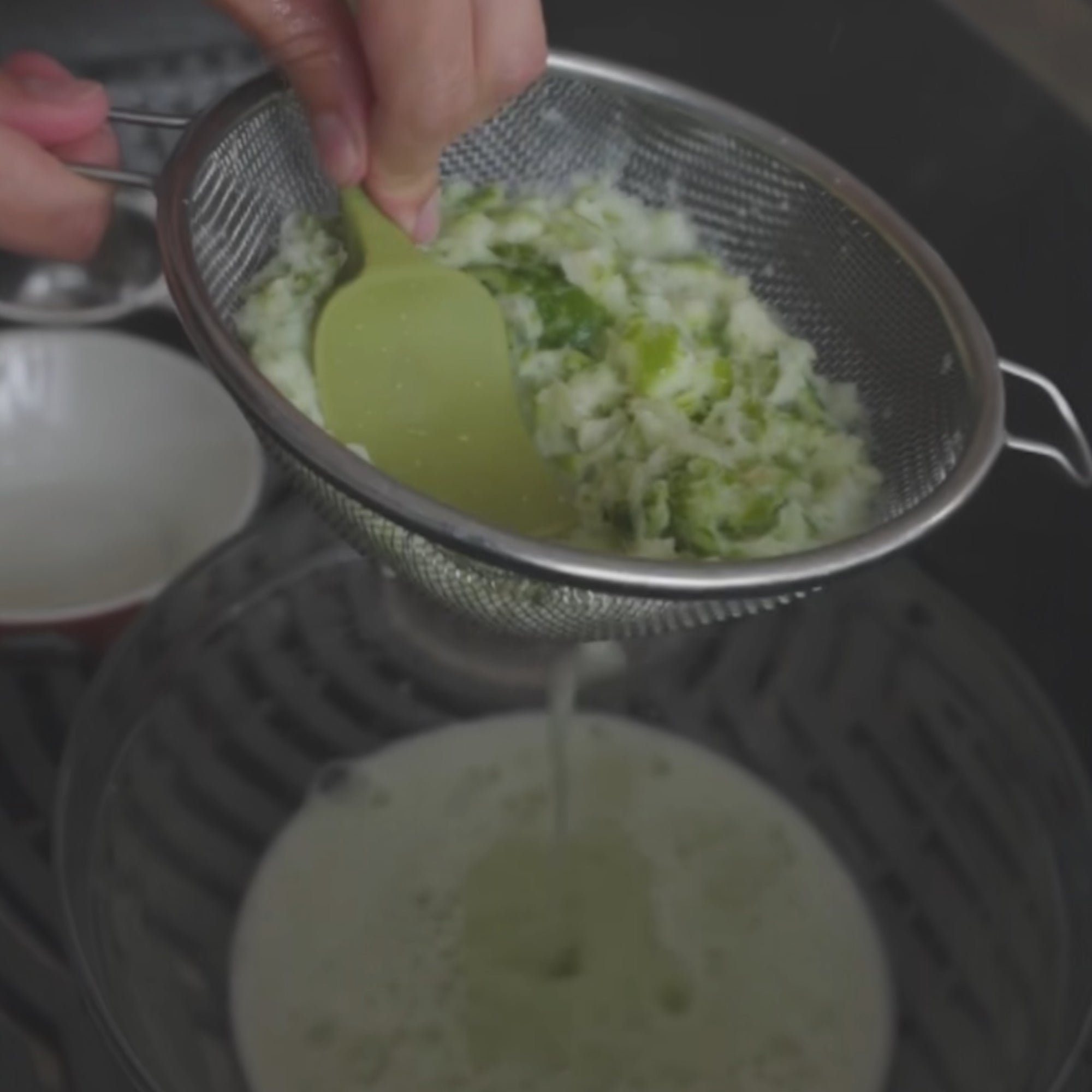 Press out remaining juice from the blended lime with a spoon or a spatula