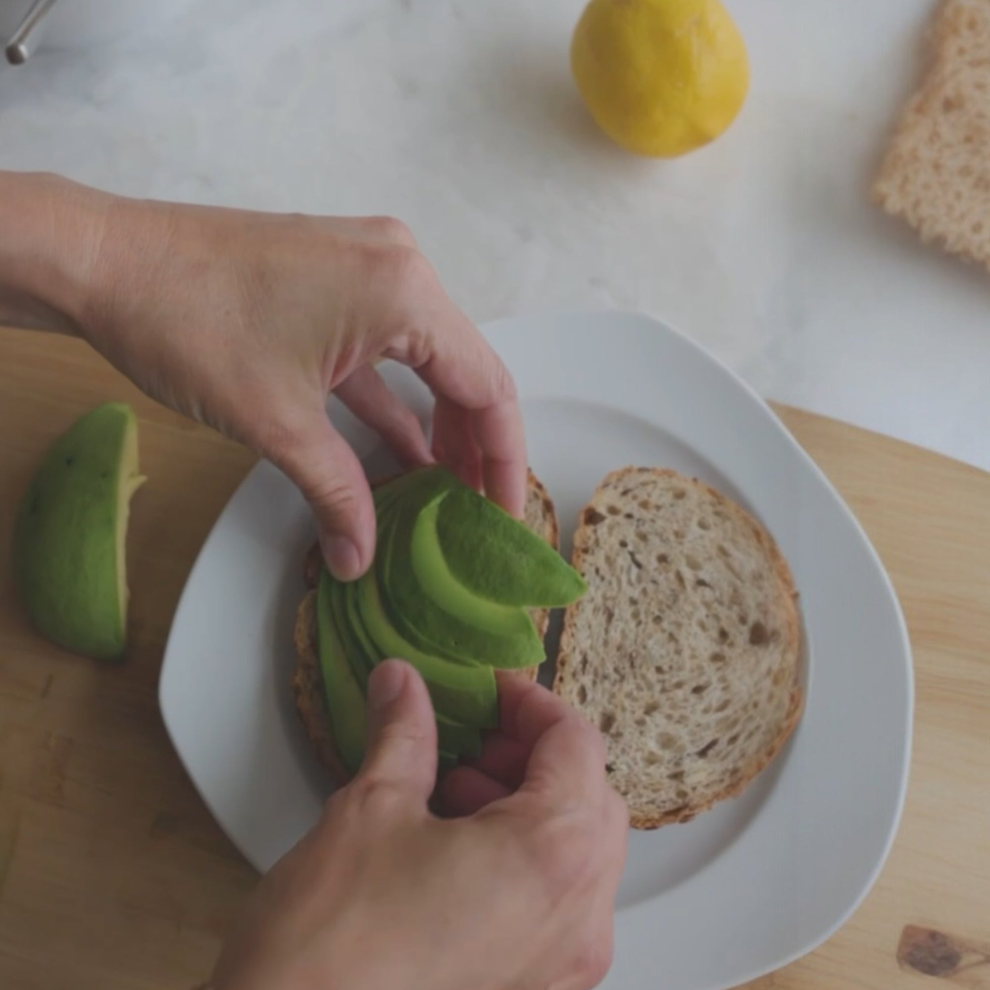 Avocado Slices on Bread Slice