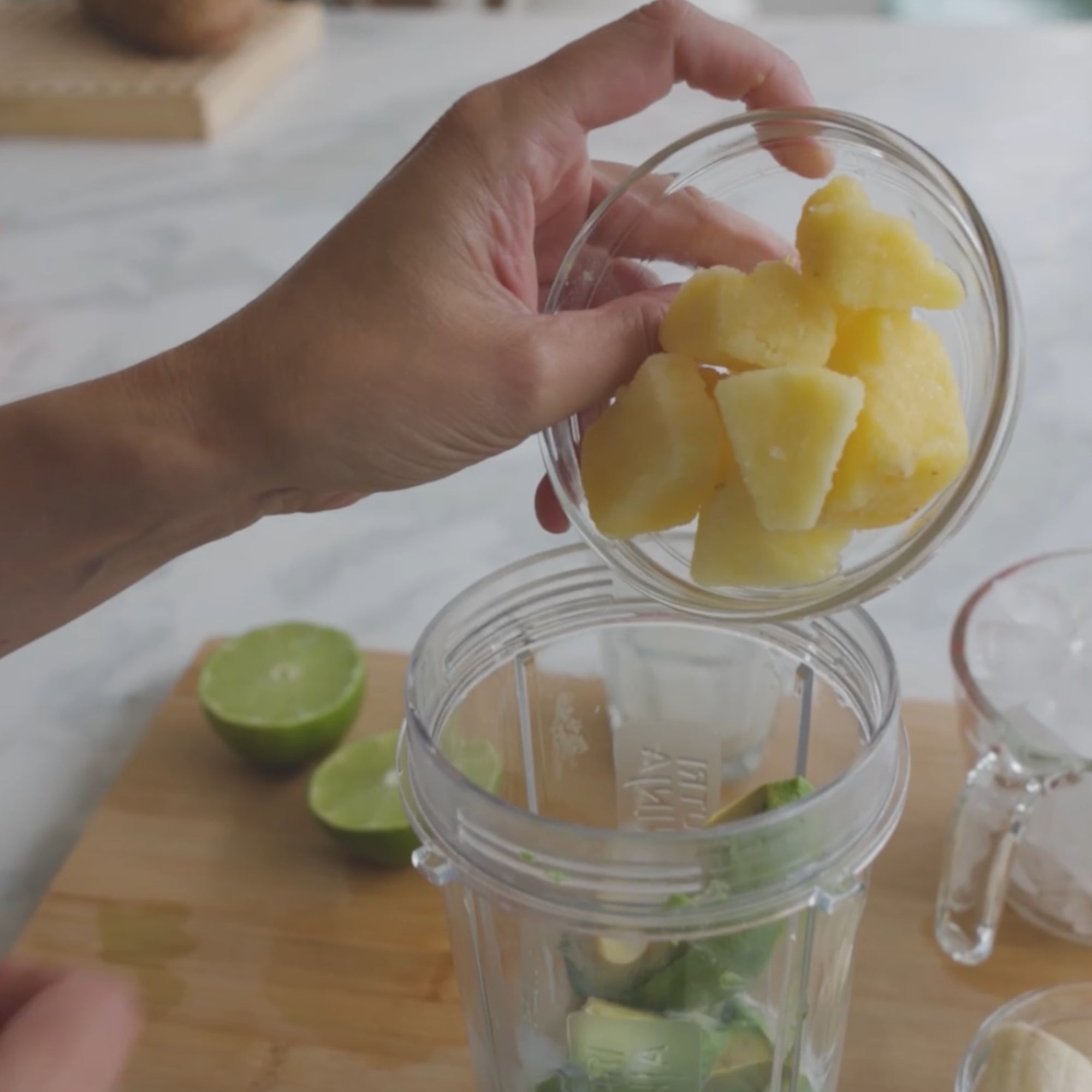 Add Pineapple chunks in the blender