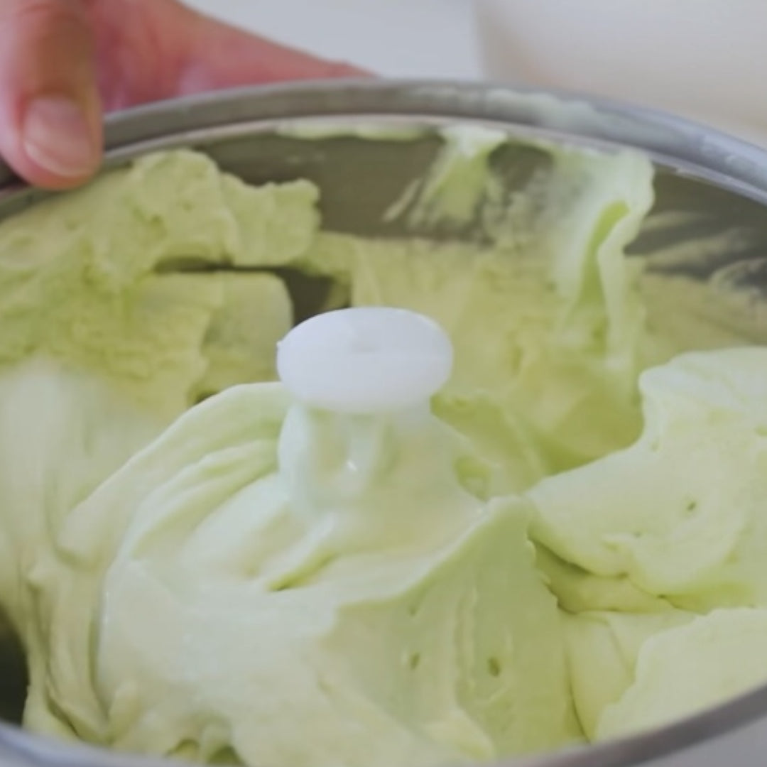 avocado ice cream in a ice cream maker