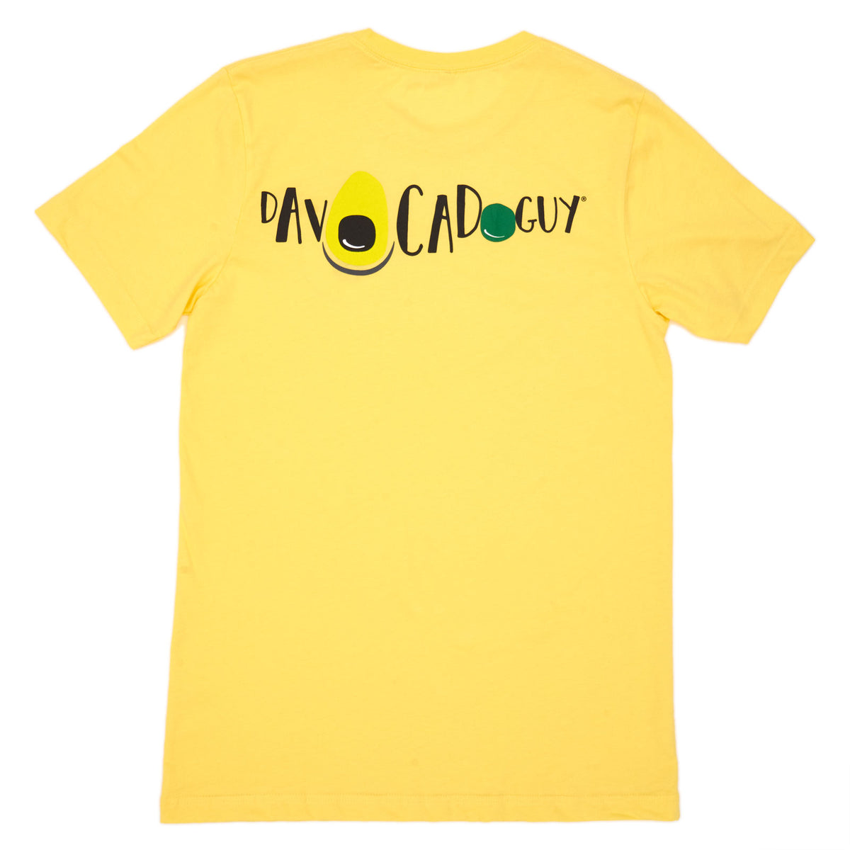 Yellow T-shirt with 'DavocadoGuy' written on it